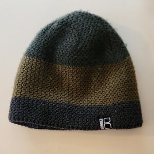 Two-Tone Knit, Fleece Lined Beanie - Green and Black